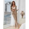 imageEkouaer Womens Pajama Sets Long Sleeve Button Down 2 Piece Pjs Soft Lounge Sets Notch Collar SleepwearLight Brown