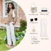 imageEkouaer Womens Pajama Sets Long Sleeve Button Down 2 Piece Pjs Soft Lounge Sets Notch Collar SleepwearLight Brown