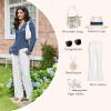 imageEkouaer Womens Pajama Sets Long Sleeve Button Down 2 Piece Pjs Soft Lounge Sets Notch Collar SleepwearNavy