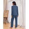 imageEkouaer Womens Pajama Sets Long Sleeve Button Down 2 Piece Pjs Soft Lounge Sets Notch Collar SleepwearNavy