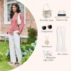 imageEkouaer Womens Pajama Sets Long Sleeve Button Down 2 Piece Pjs Soft Lounge Sets Notch Collar SleepwearOrange Red