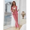 imageEkouaer Womens Pajama Sets Long Sleeve Button Down 2 Piece Pjs Soft Lounge Sets Notch Collar SleepwearOrange Red