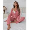 imageEkouaer Womens Pajama Sets Long Sleeve Button Down 2 Piece Pjs Soft Lounge Sets Notch Collar SleepwearOrange Red