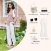 imageEkouaer Womens Pajama Sets Long Sleeve Button Down 2 Piece Pjs Soft Lounge Sets Notch Collar SleepwearPink