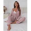 imageEkouaer Womens Pajama Sets Long Sleeve Button Down 2 Piece Pjs Soft Lounge Sets Notch Collar SleepwearPink