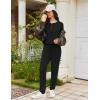 imageEkouaer Womens Pajama Sets Long Sleeve Lounge Set 2 Piece Pj Sets for Women Henley Neck Casual Sleepwear Loungewear SXXLBlack