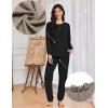 imageEkouaer Womens Pajama Sets Long Sleeve Lounge Set 2 Piece Pj Sets for Women Henley Neck Casual Sleepwear Loungewear SXXLBlack