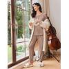 imageEkouaer Womens Pajama Sets Long Sleeve Lounge Set 2 Piece Pj Sets for Women Henley Neck Casual Sleepwear Loungewear SXXLBrown