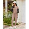 imageEkouaer Womens Pajama Sets Long Sleeve Lounge Set 2 Piece Pj Sets for Women Henley Neck Casual Sleepwear Loungewear SXXLBrown