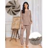 imageEkouaer Womens Pajama Sets Long Sleeve Lounge Set 2 Piece Pj Sets for Women Henley Neck Casual Sleepwear Loungewear SXXLBrown