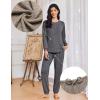 imageEkouaer Womens Pajama Sets Long Sleeve Lounge Set 2 Piece Pj Sets for Women Henley Neck Casual Sleepwear Loungewear SXXLGrey