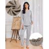 imageEkouaer Womens Pajama Sets Long Sleeve Lounge Set 2 Piece Pj Sets for Women Henley Neck Casual Sleepwear Loungewear SXXLLight Grey