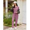 imageEkouaer Womens Pajama Sets Long Sleeve Lounge Set 2 Piece Pj Sets for Women Henley Neck Casual Sleepwear Loungewear SXXLPurple