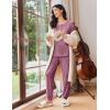 imageEkouaer Womens Pajama Sets Long Sleeve Lounge Set 2 Piece Pj Sets for Women Henley Neck Casual Sleepwear Loungewear SXXLPurple