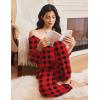 imageEkouaer Womens Pajama Sets Long Sleeve Lounge Set 2 Piece Pj Sets for Women Henley Neck Casual Sleepwear Loungewear SXXLRed and Black Plaid