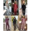 imageEkouaer Womens Pajama Sets Long Sleeve Lounge Set 2 Piece Pj Sets for Women Henley Neck Casual Sleepwear Loungewear SXXLRed and Black Plaid