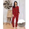 imageEkouaer Womens Pajama Sets Long Sleeve Lounge Set 2 Piece Pj Sets for Women Henley Neck Casual Sleepwear Loungewear SXXLRed and Black Plaid