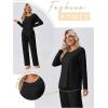 imageEkouaer Womens Pajama Sets Pleated Tops with Long Pants Lounge Set Long Sleeve Fall Sleepwear Ladies Pjs SXXLBlack