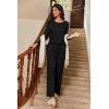 imageEkouaer Womens Pajama Sets Pleated Tops with Long Pants Lounge Set Long Sleeve Fall Sleepwear Ladies Pjs SXXLBlack