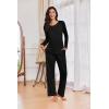 imageEkouaer Womens Pajama Sets Pleated Tops with Long Pants Lounge Set Long Sleeve Fall Sleepwear Ladies Pjs SXXLBlack