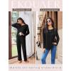 imageEkouaer Womens Pajama Sets Pleated Tops with Long Pants Lounge Set Long Sleeve Fall Sleepwear Ladies Pjs SXXLBlack