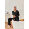 imageEkouaer Womens Pajama Sets Pleated Tops with Long Pants Lounge Set Long Sleeve Fall Sleepwear Ladies Pjs SXXLBlack