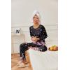 imageEkouaer Womens Pajama Sets Pleated Tops with Long Pants Lounge Set Long Sleeve Fall Sleepwear Ladies Pjs SXXLBlack Floral