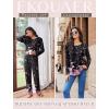 imageEkouaer Womens Pajama Sets Pleated Tops with Long Pants Lounge Set Long Sleeve Fall Sleepwear Ladies Pjs SXXLBlack Floral