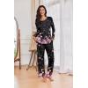 imageEkouaer Womens Pajama Sets Pleated Tops with Long Pants Lounge Set Long Sleeve Fall Sleepwear Ladies Pjs SXXLBlack Floral