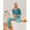 imageEkouaer Womens Pajama Sets Pleated Tops with Long Pants Lounge Set Long Sleeve Fall Sleepwear Ladies Pjs SXXLGreen Leaves