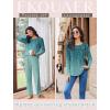 imageEkouaer Womens Pajama Sets Pleated Tops with Long Pants Lounge Set Long Sleeve Fall Sleepwear Ladies Pjs SXXLGreen Leaves