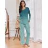 imageEkouaer Womens Pajama Sets Pleated Tops with Long Pants Lounge Set Long Sleeve Fall Sleepwear Ladies Pjs SXXLGreen Leaves