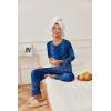 imageEkouaer Womens Pajama Sets Pleated Tops with Long Pants Lounge Set Long Sleeve Fall Sleepwear Ladies Pjs SXXLNavy Folk Print