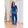 imageEkouaer Womens Pajama Sets Pleated Tops with Long Pants Lounge Set Long Sleeve Fall Sleepwear Ladies Pjs SXXLNavy Folk Print