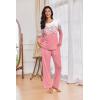 imageEkouaer Womens Pajama Sets Pleated Tops with Long Pants Lounge Set Long Sleeve Fall Sleepwear Ladies Pjs SXXLPink Floral