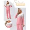 imageEkouaer Womens Pajama Sets Pleated Tops with Long Pants Lounge Set Long Sleeve Fall Sleepwear Ladies Pjs SXXLPink Floral
