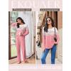 imageEkouaer Womens Pajama Sets Pleated Tops with Long Pants Lounge Set Long Sleeve Fall Sleepwear Ladies Pjs SXXLPink Floral