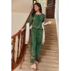 imageEkouaer Womens Pajama Sets Pleated Tops with Long Pants Lounge Set Long Sleeve Fall Sleepwear Ladies Pjs SXXLSage Folk Print