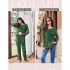 imageEkouaer Womens Pajama Sets Pleated Tops with Long Pants Lounge Set Long Sleeve Fall Sleepwear Ladies Pjs SXXLSage Folk Print
