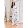 imageEkouaer Womens Pajama Sets Pleated Tops with Long Pants Lounge Set Long Sleeve Fall Sleepwear Ladies Pjs SXXLWhite Floral