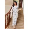 imageEkouaer Womens Pajama Sets Pleated Tops with Long Pants Lounge Set Long Sleeve Fall Sleepwear Ladies Pjs SXXLWhite Floral