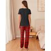 imageEkouaer Womens Pajama Sets Short Sleeve Lounge Sets for Women Printed Jogger Pajama Set 2 Piece Pj Sets With Pockets SXXLRed Plaid