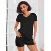 imageEkouaer Womens Pajama Sets Short Sleeve Pajamas for Women Sets Soft Lounge Sets Casual V Neck Sleepwear PJSBlack