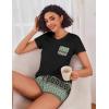 imageEkouaer Womens Pajama Sets Short Sleeve Pajamas for Women Sets Soft Lounge Sets Casual V Neck Sleepwear PJSBoho Vintage