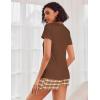 imageEkouaer Womens Pajama Sets Short Sleeve Pajamas for Women Sets Soft Lounge Sets Casual V Neck Sleepwear PJSBrown Plaid