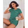 imageEkouaer Womens Pajama Sets Short Sleeve Pajamas for Women Sets Soft Lounge Sets Casual V Neck Sleepwear PJSGreen Stripes