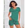 imageEkouaer Womens Pajama Sets Short Sleeve Pajamas for Women Sets Soft Lounge Sets Casual V Neck Sleepwear PJSGreen Stripes