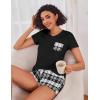 imageEkouaer Womens Pajama Sets Short Sleeve Pajamas for Women Sets Soft Lounge Sets Casual V Neck Sleepwear PJSGrey Plaid