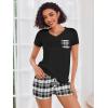 imageEkouaer Womens Pajama Sets Short Sleeve Pajamas for Women Sets Soft Lounge Sets Casual V Neck Sleepwear PJSGrey Plaid