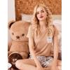 imageEkouaer Womens Pajama Sets Short Sleeve Pajamas for Women Sets Soft Lounge Sets Casual V Neck Sleepwear PJSKhaki Plaid Teddy